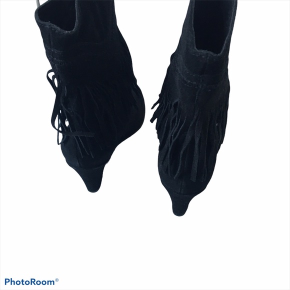 STEVEN Eragon Black Suede Wedge Fringe Boots Size 9 NWT - Picture 6 of 14